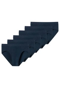 Culottes en coton bleu marine dans un pack de six, avec des ceintures élastiques et une finition lisse au design classique.