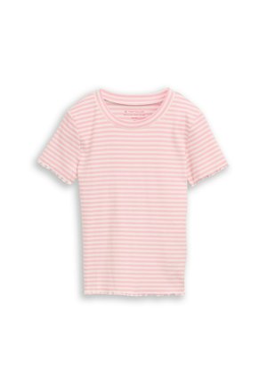 TOM TAILOR T-SHIRT CROPPED RIPP T-SHIRT - T-shirt print - pink white stripe