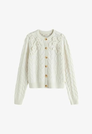Laura Ashley, REGULAR FIT - 3D FLORAL CABLE CARDIGAN - Strickjacke - cream