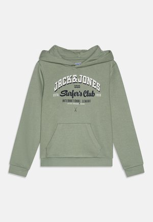 JJELOGO HOOD - Jersey con capucha - iceberg green
