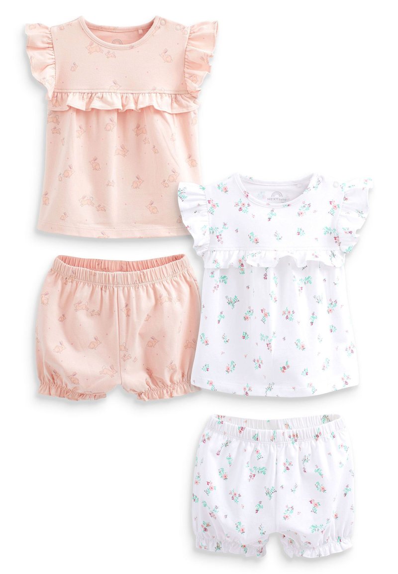 Next BABY TSHIRT AND SHORTS SET 4 PIECE Shorts pink/white/pink