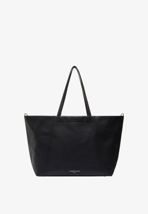 Sac fourre-tout en cuir noir avec deux bretelles d'épaule et un logo LIEBESKIND Berlin discret centré près du bas.