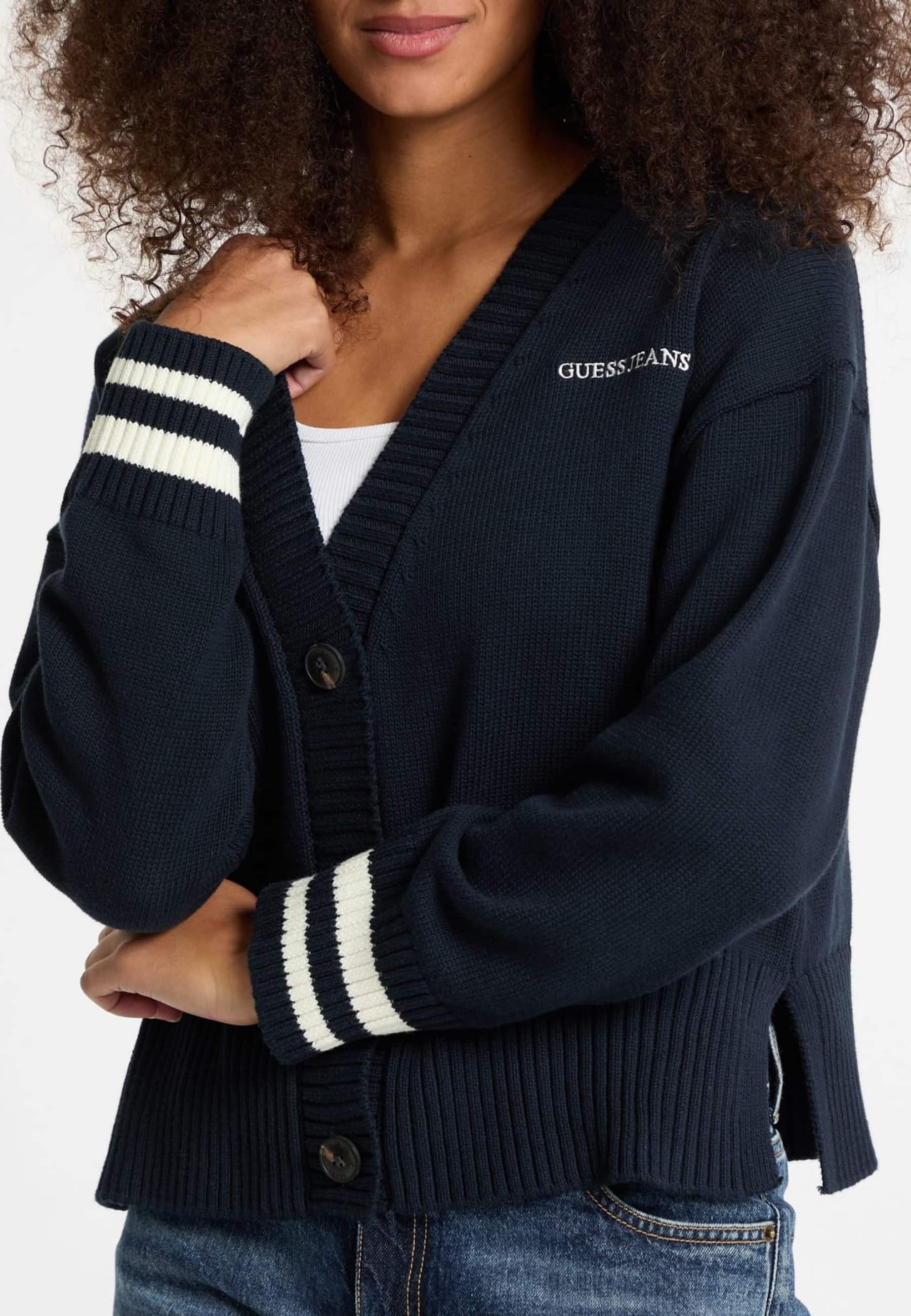 Guess Jeans LS VN J EMB CARDI - Cardigan - blau/blue - Zalando