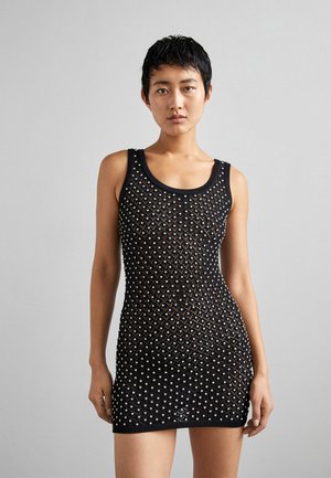 David Koma CRYSTAL MINI DRESS - Φόρεμα-πουλόβερ - black/silver