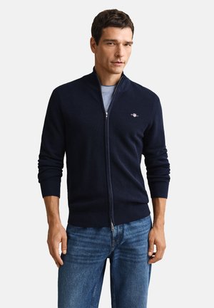 GANT MIT STEHKRAGEN TEXTURED ZIP  - Cardigan - blau