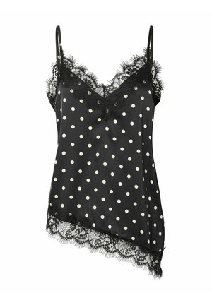 Pieces, STRAP TOP PCNOMI SATIN DOT LACE - Débardeur - black