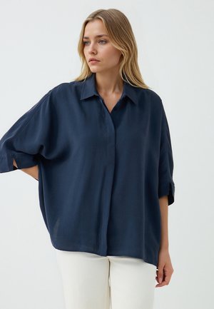 Jimmy Key LOOSE FIT COLLAR - Button-down blouse - dark blue