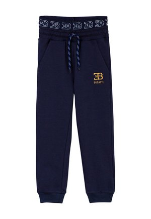 Navy Sweatpants aus weichem Stoff, mit elastischem Bund und Kordelzug, Seitentaschen und goldenem, gesticktem Bugatti-Logo.