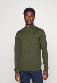 Selected Homme SLHBERG HALF ZIP  - Stickad tröja - forest night melange