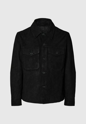 Selected, OVERSHIRT WILDLEDER - Δερμάτινο μπουφάν - black