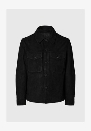 Selected, OVERSHIRT WILDLEDER - Δερμάτινο μπουφάν - black