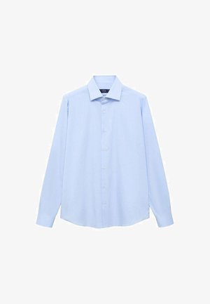 Lyseblå langærmet skjorte lavet af bomuld. Har en klassisk krave, knaplukning foran og en lige kant uden mønstre.