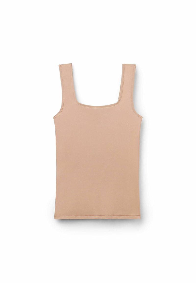 Débardeur bretelles larges beige femme