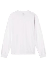 Witte langemouwen T-shirt met ronde hals, zachte katoenen stof, ontspannen pasvorm en manchetmouwen. Etiket zichtbaar aan de achterkant van de nek.