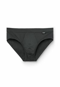 Zwarte katoenen slips met een aansluitend ontwerp, een elastische tailleband en een gladde textuur. Beschikt over een centrale naad en een klein merklabel.