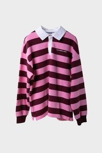 SKYLER STRIPED BOYFRIEND POLO - Polo krekls - merlot red