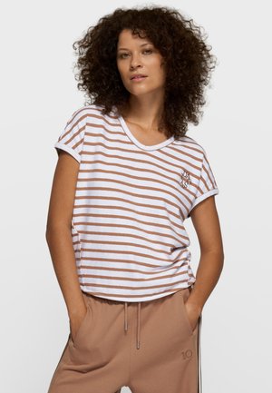V-NECK TEE STRIPES - Camiseta estampada - white fudge