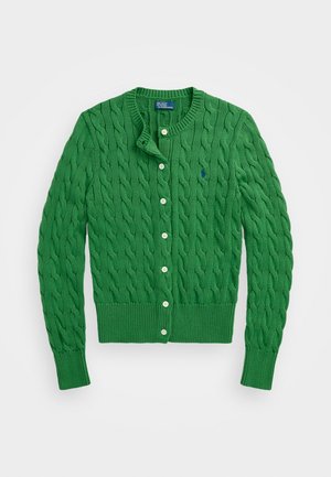 Polo Ralph Lauren CABLE KNIT COTTON CREWNECK CARDIGAN - Gilet - vineyard green