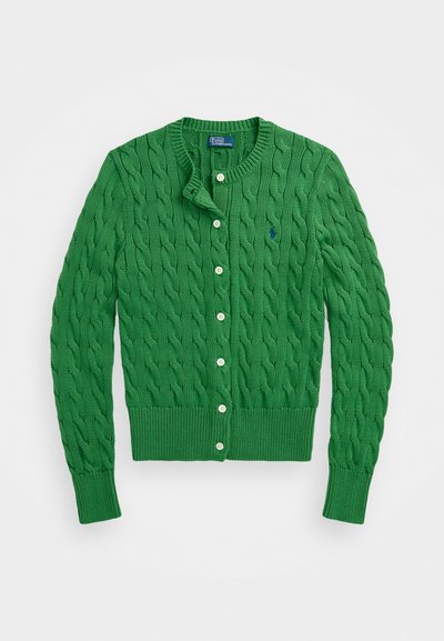 Polo Ralph Lauren CABLE KNIT COTTON CREWNECK CARDIGAN - Gilet - vineyard green