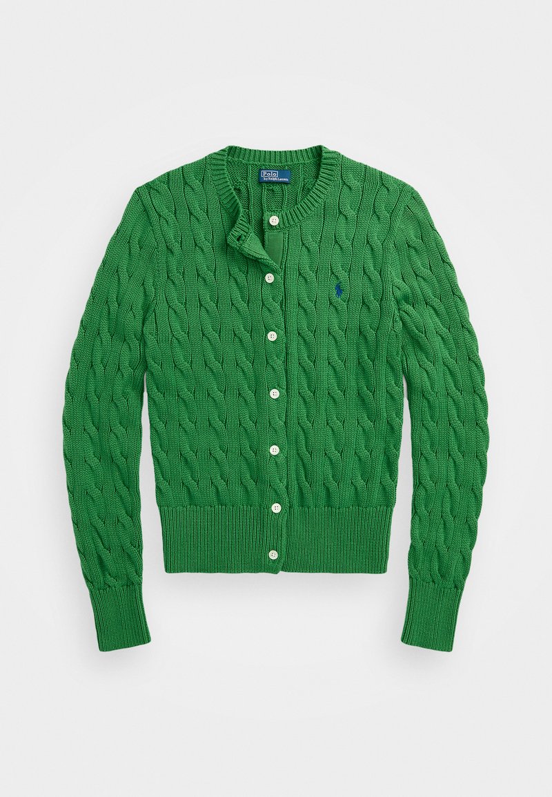 Polo Ralph Lauren CABLE KNIT COTTON CREWNECK CARDIGAN - Cardigan - vineyard green