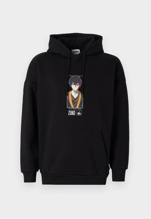 Felpa nera con tasca a marsupio frontale, con una grafica stampata di un personaggio. Tessuto in misto cotone, polsini e orlo a coste.