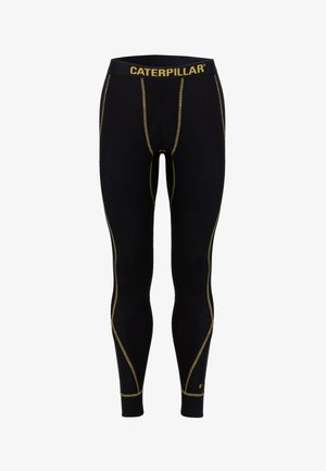 Zwarte thermoleggings met gouden logo band en stikseldetails. Ontworpen met een aansluitende vorm en een gladde textuur voor comfort.