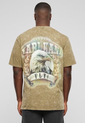 Karl Kani SIGNATURE WASHED EAGLE TEE - Marškinėliai su spaudiniu - olive