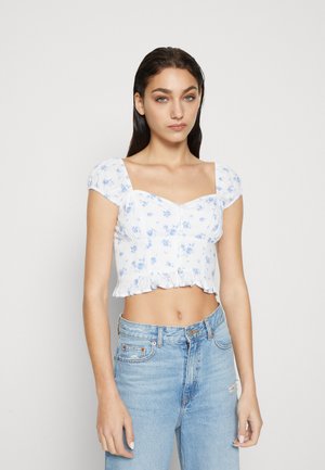 Hollister Co. CORSET - Μπλούζα - white/blue