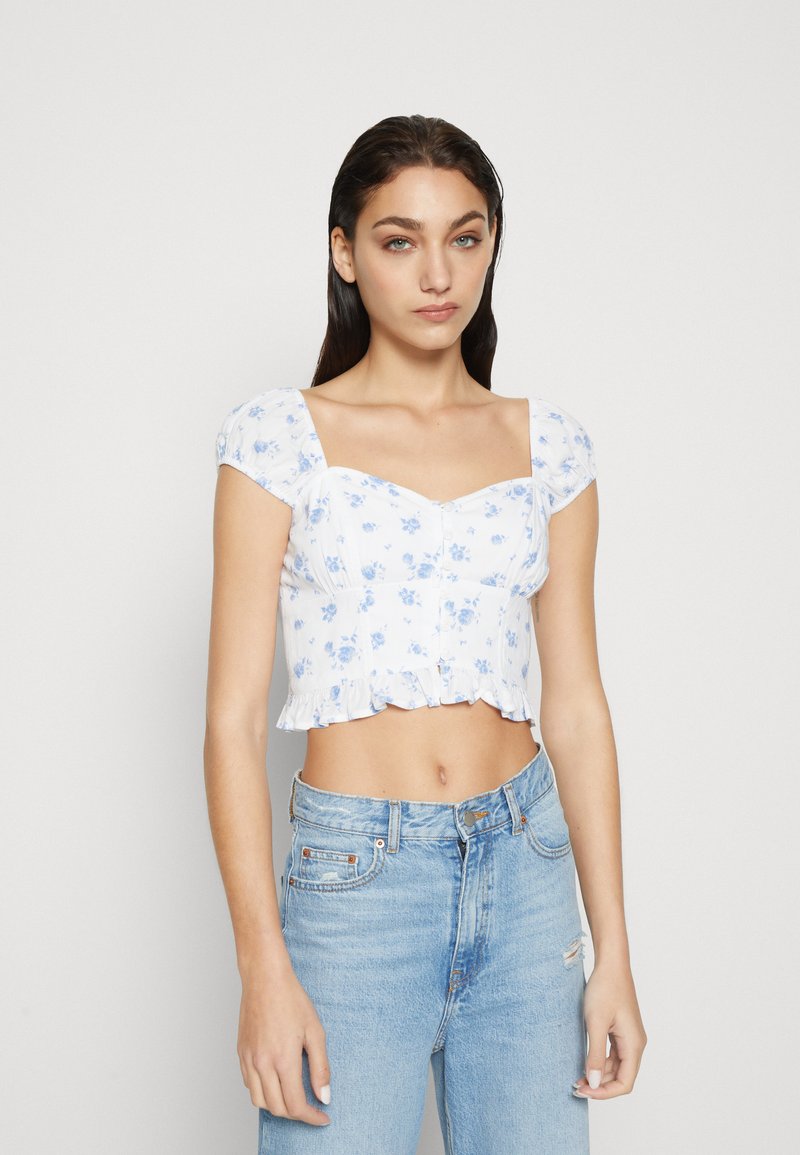 Hollister Co. CORSET Blouse white/blue/blanc ZALANDO.FR