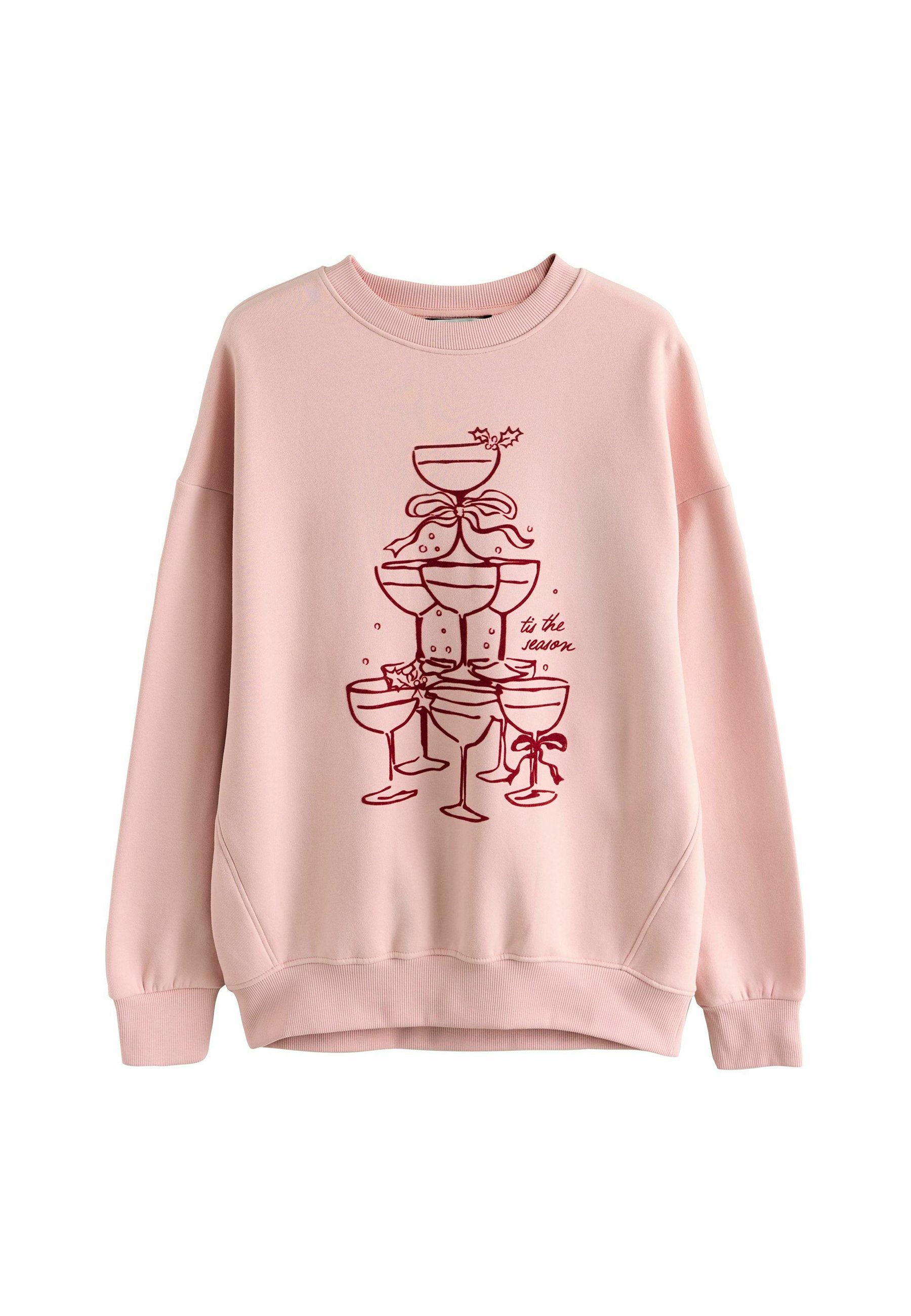 REGULAR FIT - SEASONAL CHRISTMAS GRAPHIC CHAMPAGNE TREE LONGSLEEVEE CREWNECK - Sweatshirt - pink
