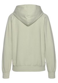 Helles grünes Hoodie mit weicher Textur, ausgestattet mit einer Kordelzugkapuze, elastischen Bündchen und geripptem Saum, entworfen für eine bequeme Passform.