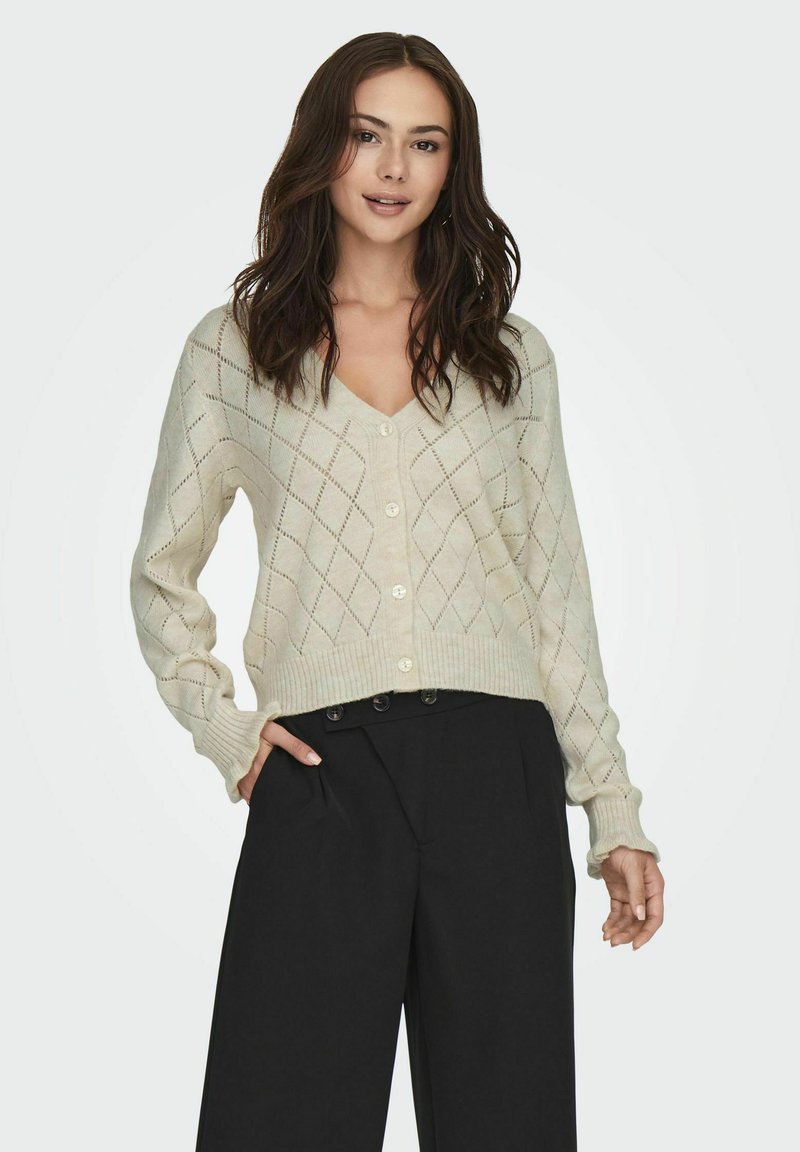 JDY JDYLETTY LS V-NECK - Vest - whitecap gray