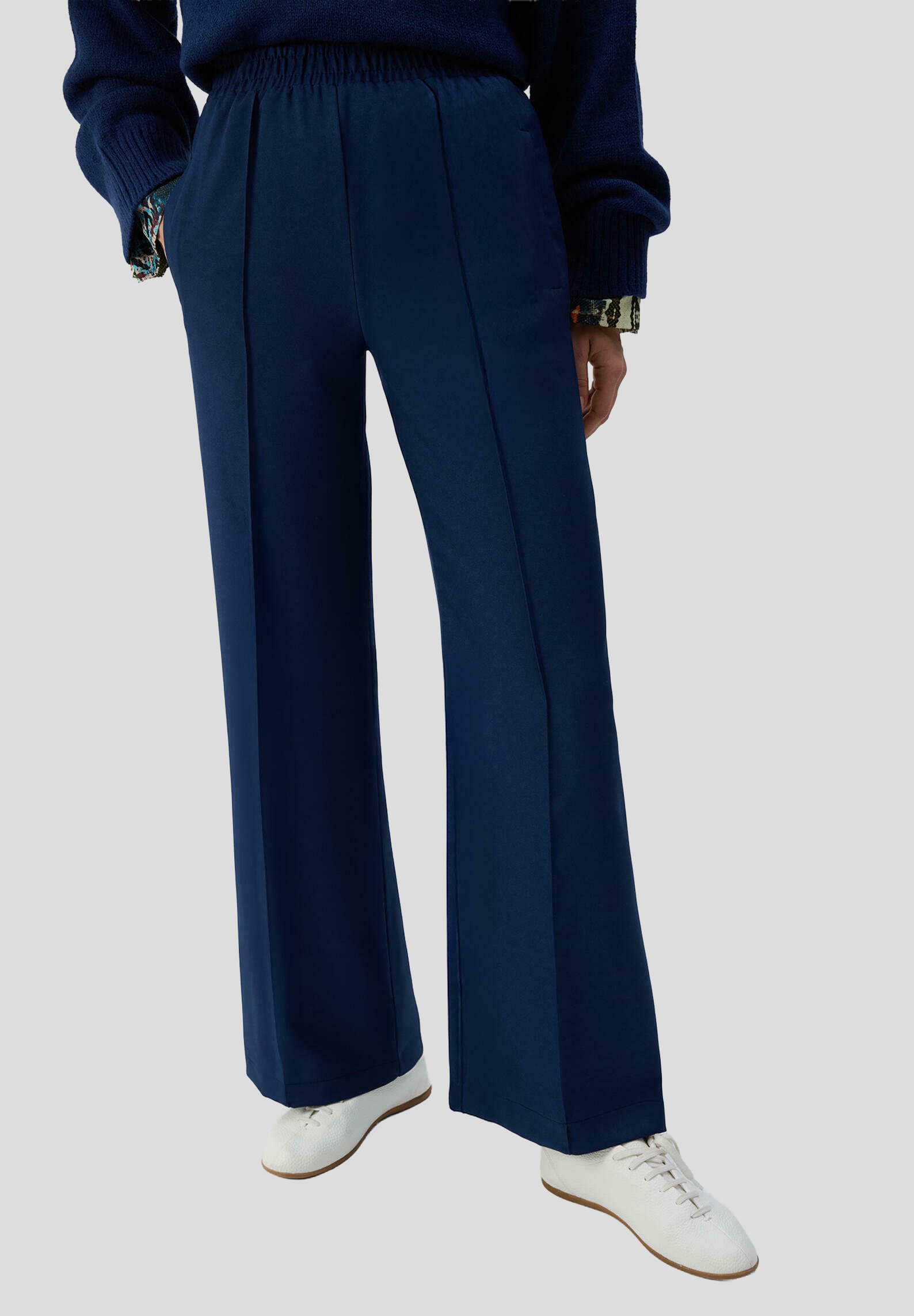 Touché Privé PLEATED WITH ELASTIC WAIST - Trousers - navy blue  display picture 1