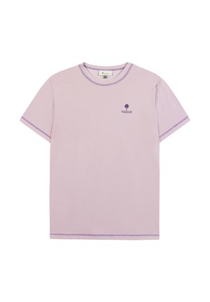 Faguo, T-SHIRT MC LUGNY MAILLE LILAC/NAVY - XS - T-shirt basic - rose grisé