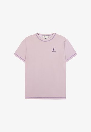 Faguo, T-SHIRT MC LUGNY MAILLE LILAC/NAVY - XS - T-shirt basic - rose grisé