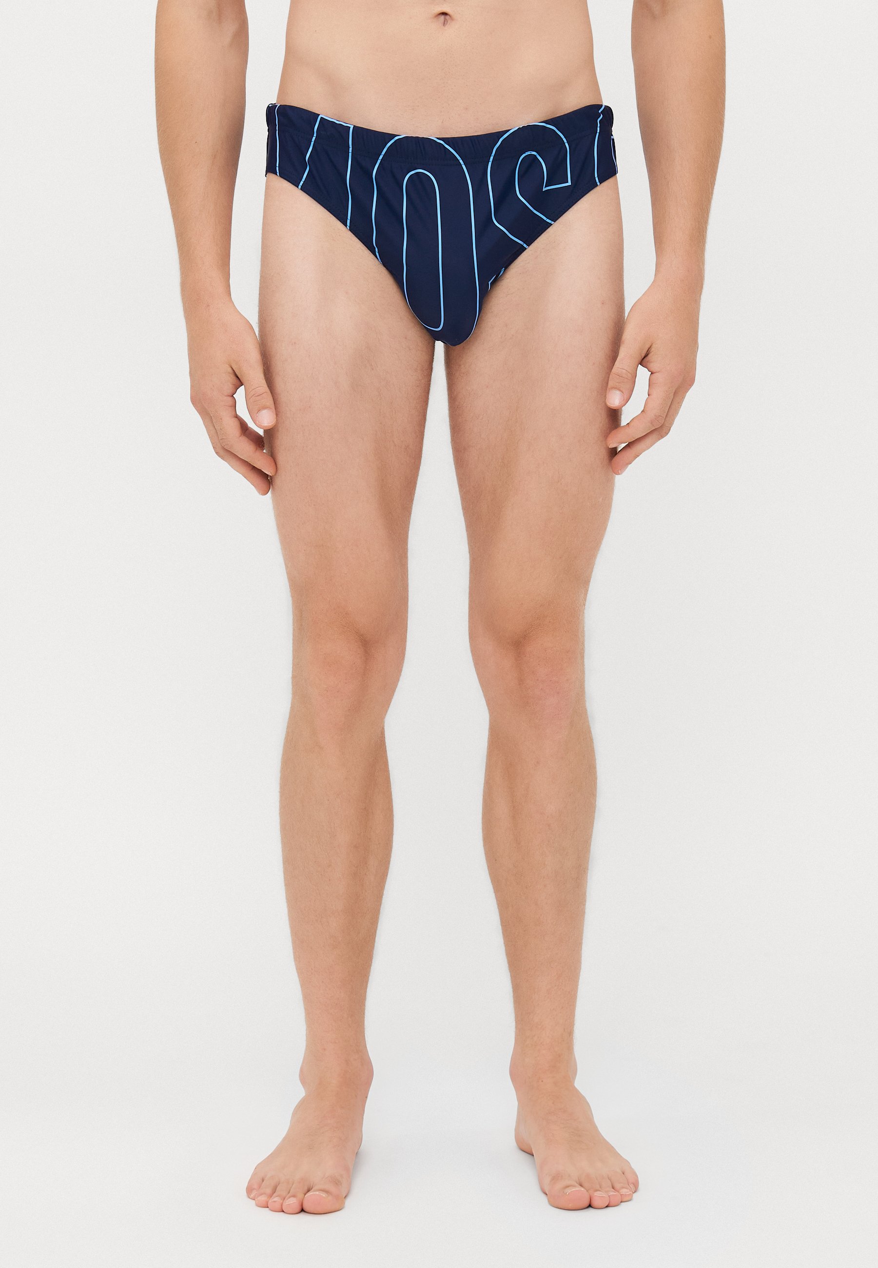 Short De Bain (Swim Briefs) Moschino - Bleu élastique Avec Logo Signature Noire - Taille XS/XXS - Neuf Avec étiquettes