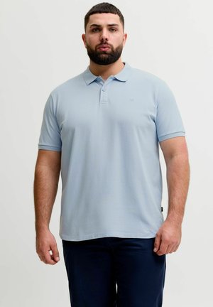 Mann mit Bart, der ein hellblaues Polohemd und dunkle Hose trägt, steht vor einem schlichten weißen Hintergrund.