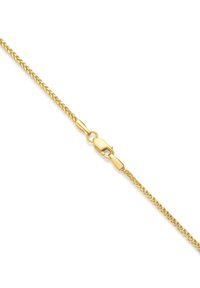 Goldkette mit einem geflochtenen Design, glatter Oberfläche und sicherem Verschluss. Das Material ist glänzend und reflektierend.