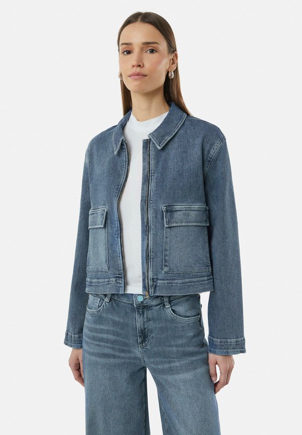 MIT REISSVERSCHLUSS UND UMLEGEKRAGEN - Jeansjacke - blau