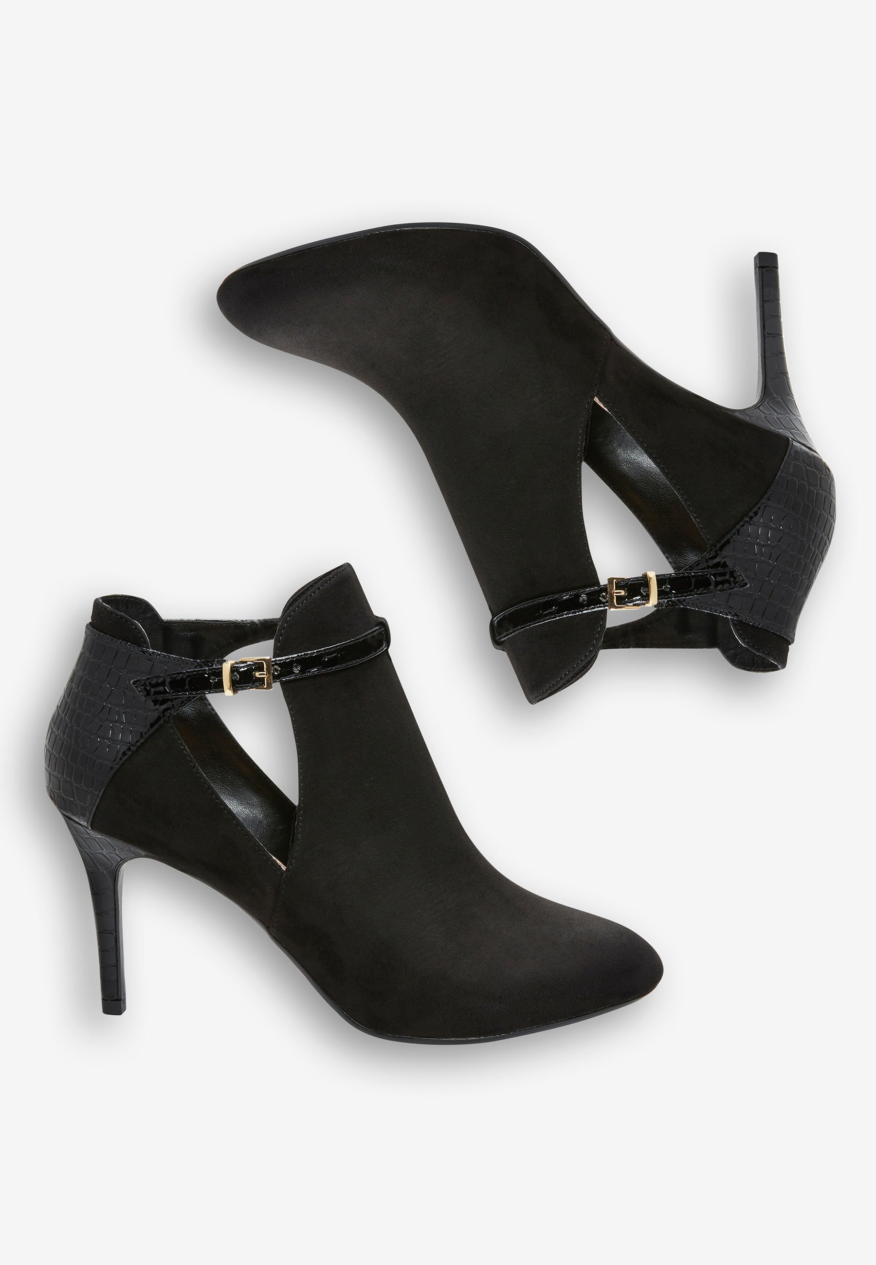 High heeled ankle boots - mottled black 