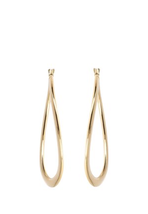 Boucles d'oreilles en forme de goutte, plaquées or, avec une forme courbe et lisse. Fini poli, doté d'un fermoir sécurisé pour un port facile.