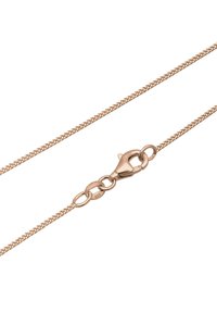 Halskette aus Roségold mit einer strukturierten Oberfläche, ausgestattet mit einem Karabinerverschluss und kreisförmigen Gliederakzenten. Längenverstellbar für verschiedene Stilrichtungen.