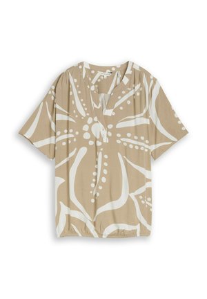 TOM TAILOR, BLUSE MIT MUSTER - Bluse - big olive white flower print