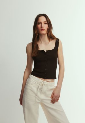 THE SET, REGULAR FIT - 3 PACK BUTTON THROUGH VESTS . - Top - black brown white