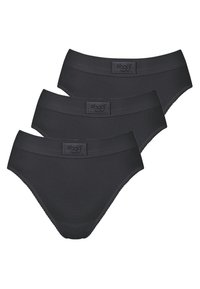 Zwarte katoenen boxershorts, mid-rise ontwerp met een gladde textuur, elastische tailleband, met logo-label. Verpakking van drie.