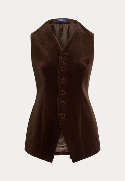 Polo Ralph Lauren LONG VELVET VEST - Veste sans manches - circuit brown