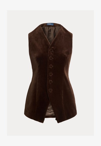 Polo Ralph Lauren LONG VELVET VEST - Veste sans manches - circuit brown