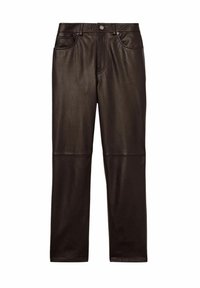 Reiss REGULAR FIT VERONA - Pantaloni de piele - chocolate