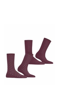 Bordeaux sokken set met stippen in het wit, variërend in lengte met een gladde textuur en geribde manchetten voor een comfortabele pasvorm.