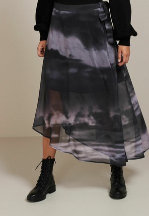 ASYMMETRIC HEM - REGULAR FIT - Ovito krilo - blue black abstract print